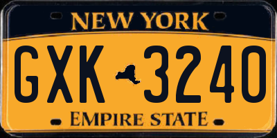 NY license plate GXK3240