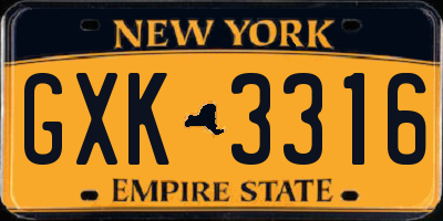 NY license plate GXK3316