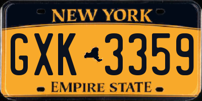 NY license plate GXK3359
