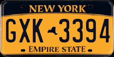 NY license plate GXK3394