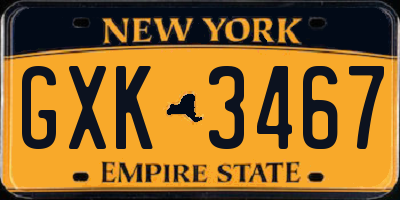 NY license plate GXK3467