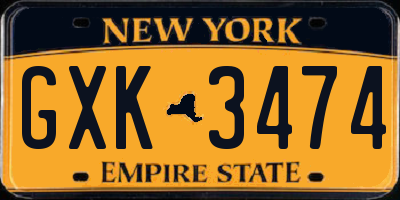 NY license plate GXK3474
