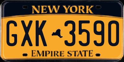 NY license plate GXK3590