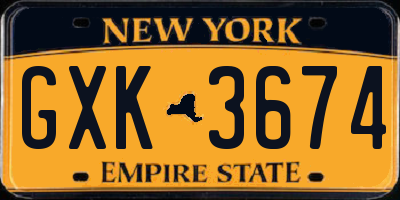 NY license plate GXK3674