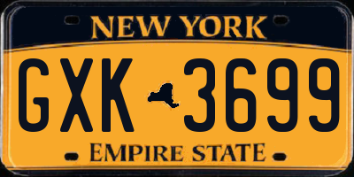 NY license plate GXK3699