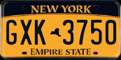 NY license plate GXK3750