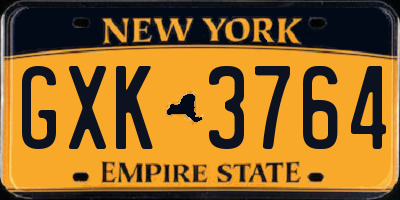 NY license plate GXK3764