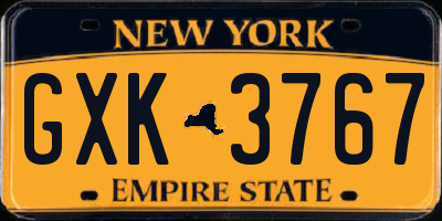 NY license plate GXK3767