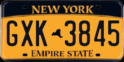 NY license plate GXK3845