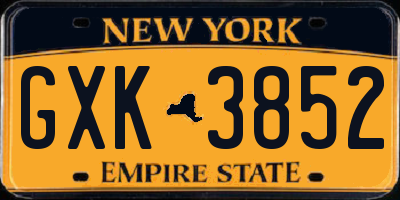 NY license plate GXK3852