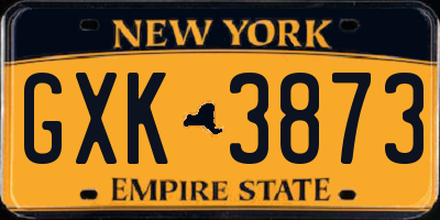 NY license plate GXK3873