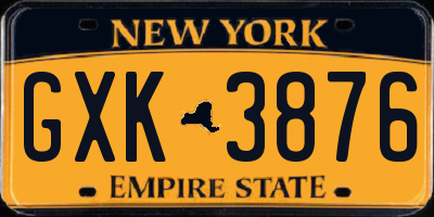 NY license plate GXK3876
