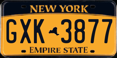 NY license plate GXK3877