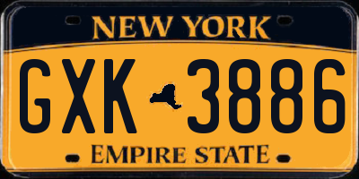 NY license plate GXK3886