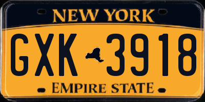 NY license plate GXK3918