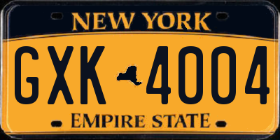 NY license plate GXK4004