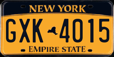 NY license plate GXK4015