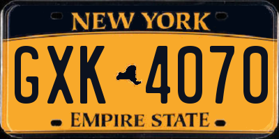 NY license plate GXK4070
