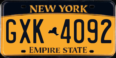 NY license plate GXK4092