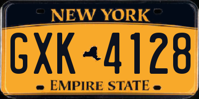 NY license plate GXK4128