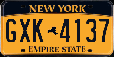 NY license plate GXK4137
