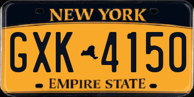 NY license plate GXK4150