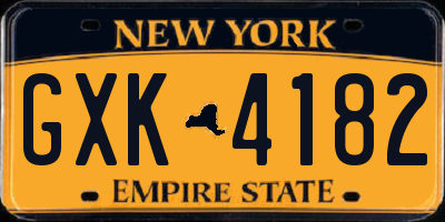 NY license plate GXK4182