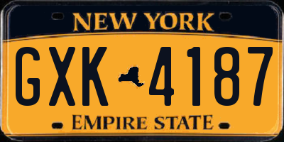 NY license plate GXK4187