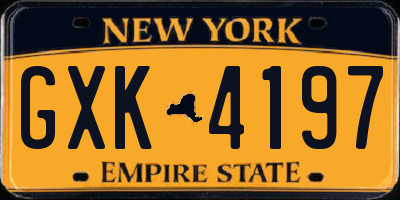 NY license plate GXK4197