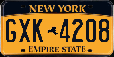 NY license plate GXK4208