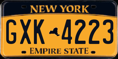 NY license plate GXK4223