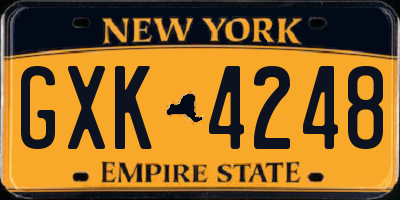 NY license plate GXK4248