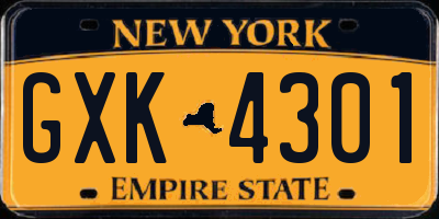 NY license plate GXK4301