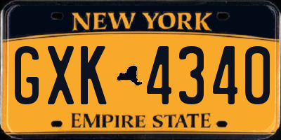 NY license plate GXK4340