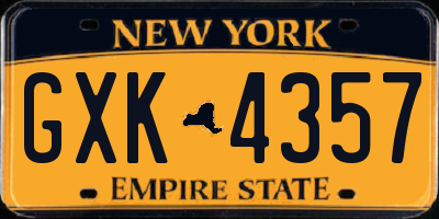 NY license plate GXK4357