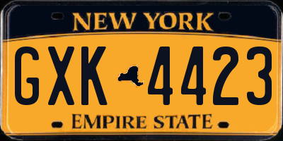 NY license plate GXK4423