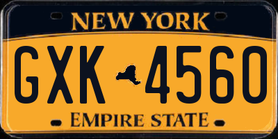 NY license plate GXK4560