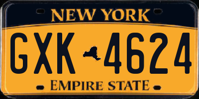 NY license plate GXK4624