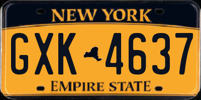 NY license plate GXK4637