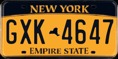 NY license plate GXK4647