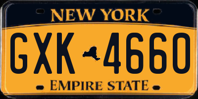 NY license plate GXK4660