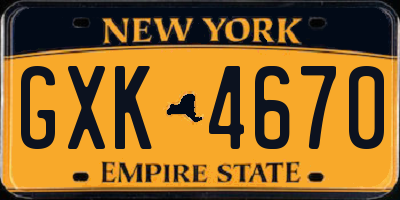 NY license plate GXK4670