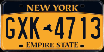 NY license plate GXK4713
