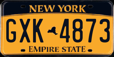 NY license plate GXK4873