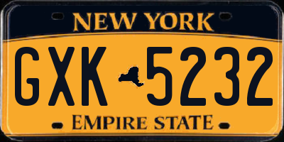NY license plate GXK5232