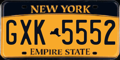 NY license plate GXK5552