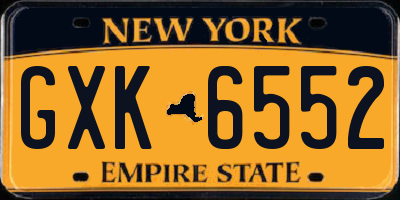 NY license plate GXK6552