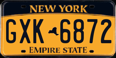 NY license plate GXK6872