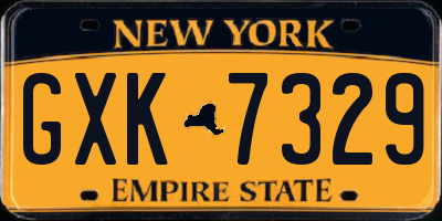 NY license plate GXK7329