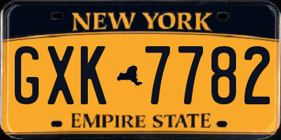 NY license plate GXK7782